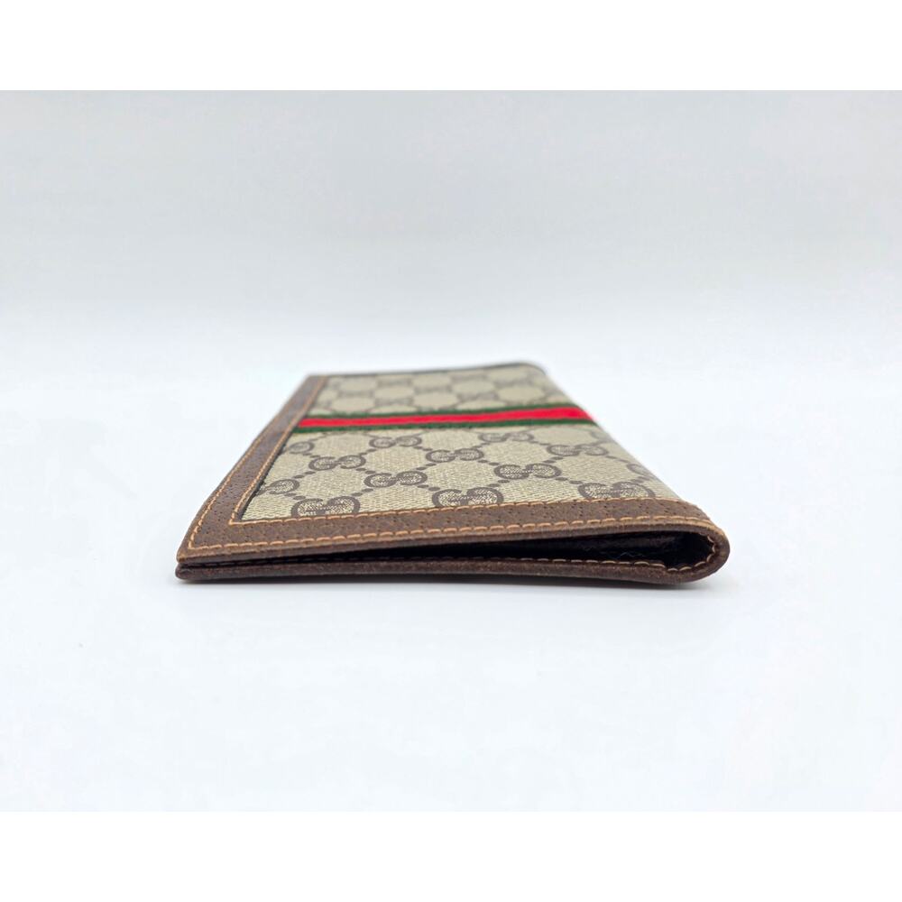 Gucci Vintage GG Canvas Web Stripe Long Wallet Brown Monogram Leather - Picture 7 of 16